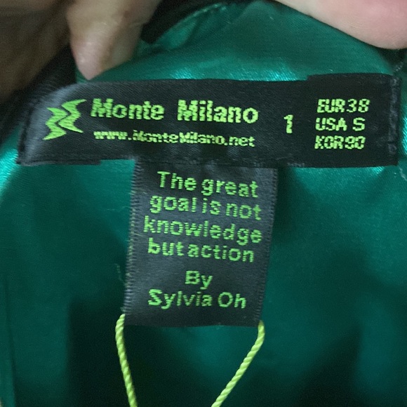 Monte Milano Spring Jacket Womens Small Floral 3/4 Sleeves Black Green White NWT - Picture 9 of 12